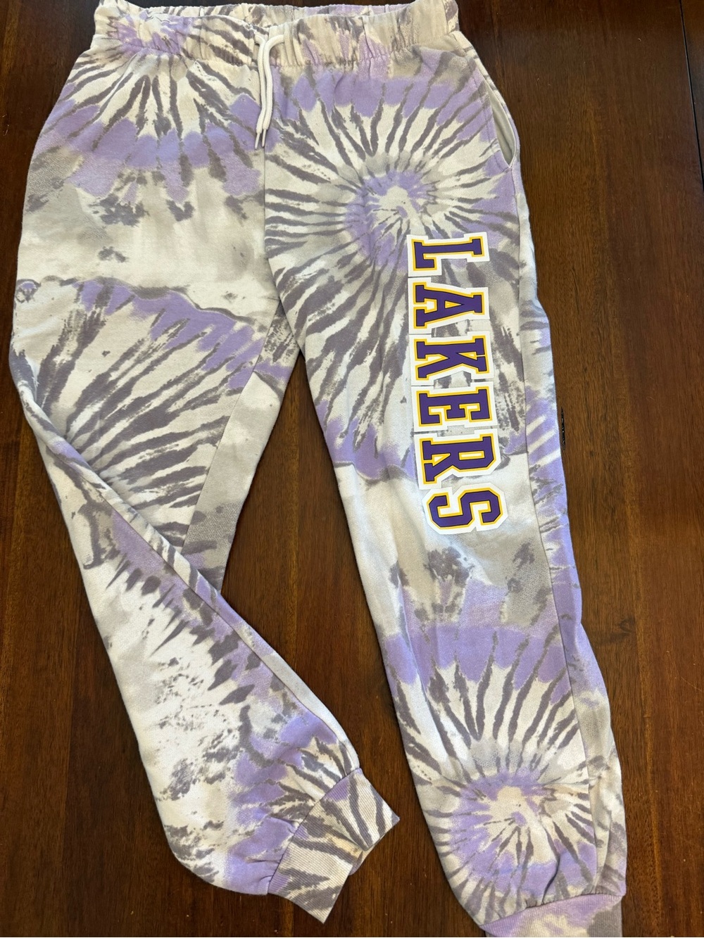 Hybrid Apparel Lakers Tie-Dye Jogger Sweatpants - Purple/Gray/White
